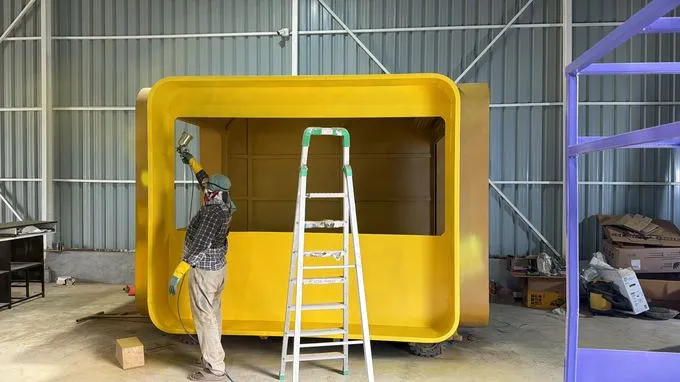 BAPSULE Gen-01 pod in yellow being finished on the Blacxird factory floor