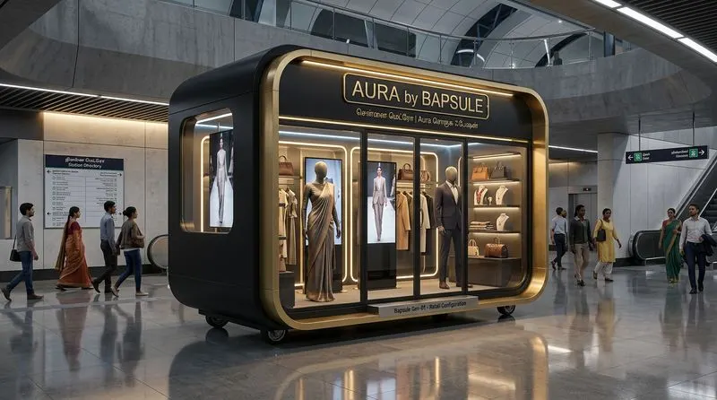 BAPSULE retail pod concept in a metro